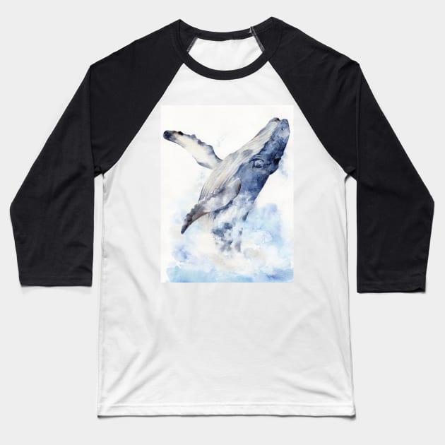 Bursting Humpback Whale Baseball T-Shirt by KristieMillan